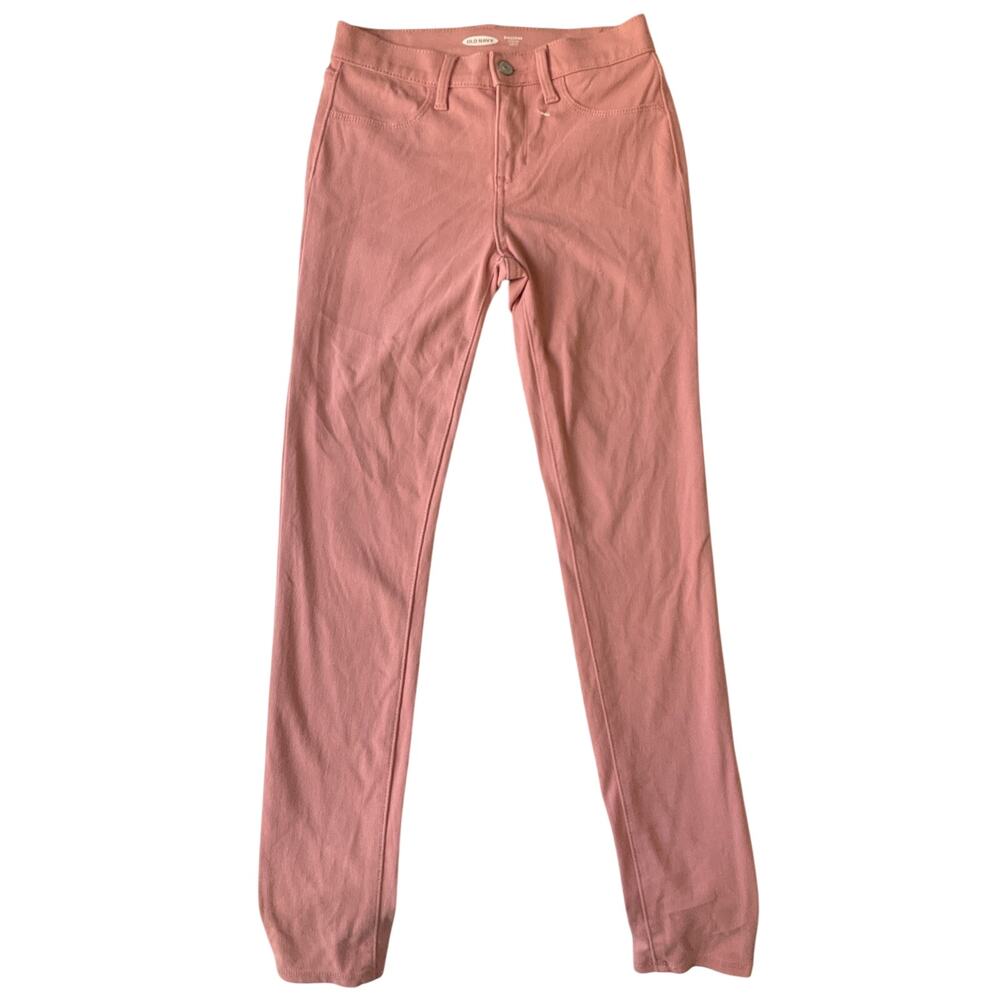Old Navy Big Girl Pants Size 14 Pink Twill Ballerina Jeggings 27" Inseam Stretch